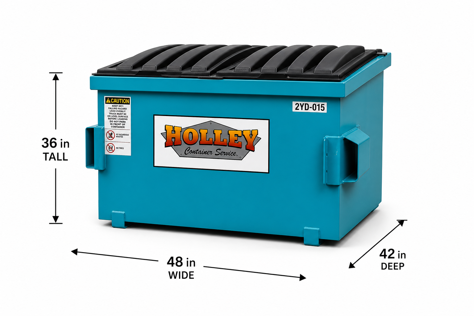 2 yard Holley temporary frontload dumpster dimensions