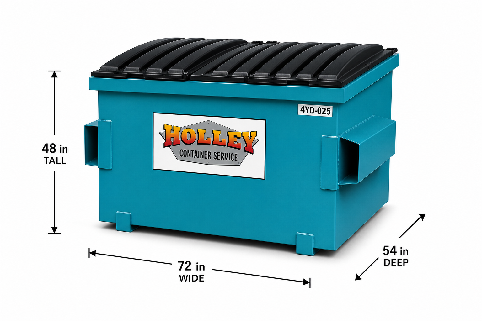 4 yard Holley temporary frontload dumpster dimensions